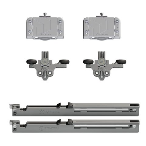 Kit para Porta de Correr AGP365 Sl Prata Sobreposto 40-60kg 1 Porta Rometal Unitário