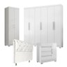 Guarda Roupa Casal 6000 Cômoda 8000 e Multiuso 6020 com Pés Reto News e Cabeceira Daiana 140 cm Bran - 1