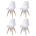 Ver imagem 4 de Jogo de Mesa 4 Cadeiras Brancas Eames Dkr 110 Cm Base Madeira Tampo Branco