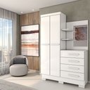 Ver imagem 6 de Guarda-roupa Solteiro Verona 2 Portas 4 Gavetas com Espelho 100% Mdf Flex Branco - Panorama Móveis