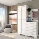 Ver imagem 1 de Guarda-roupa Solteiro Verona 2 Portas 4 Gavetas com Espelho 100% Mdf Flex Branco - Panorama Móveis