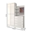 Ver imagem 4 de Guarda-roupa Solteiro Verona 2 Portas 4 Gavetas com Espelho 100% Mdf Flex Branco - Panorama Móveis