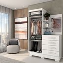 Ver imagem 2 de Guarda-roupa Solteiro Verona 2 Portas 4 Gavetas com Espelho 100% Mdf Flex Branco - Panorama Móveis