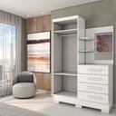 Ver imagem 5 de Guarda-roupa Solteiro Verona 2 Portas 4 Gavetas com Espelho 100% Mdf Flex Branco - Panorama Móveis