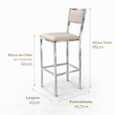 Ver imagem 7 de Kit 3 Banquetas Bar Cozinha Altura 65cm Flora Gourmet Cromada Assento e Encosto Fendi