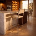 Ver imagem 3 de Kit 3 Banquetas Bar Cozinha Altura 65cm Flora Gourmet Cromada Assento e Encosto Fendi