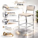 Ver imagem 4 de Kit 3 Banquetas Bar Cozinha Altura 65cm Flora Gourmet Cromada Assento e Encosto Fendi