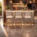 Ver imagem 1 de Kit 3 Banquetas Bar Cozinha Altura 65cm Flora Gourmet Cromada Assento e Encosto Fendi