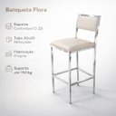 Ver imagem 5 de Kit 3 Banquetas Bar Cozinha Altura 65cm Flora Gourmet Cromada Assento e Encosto Fendi