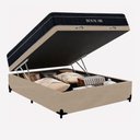 Ver imagem 1 de Cama Box Baú Casal 138cm Royal Air Molas Ensacadas Suede Bege com Colchão Royal
