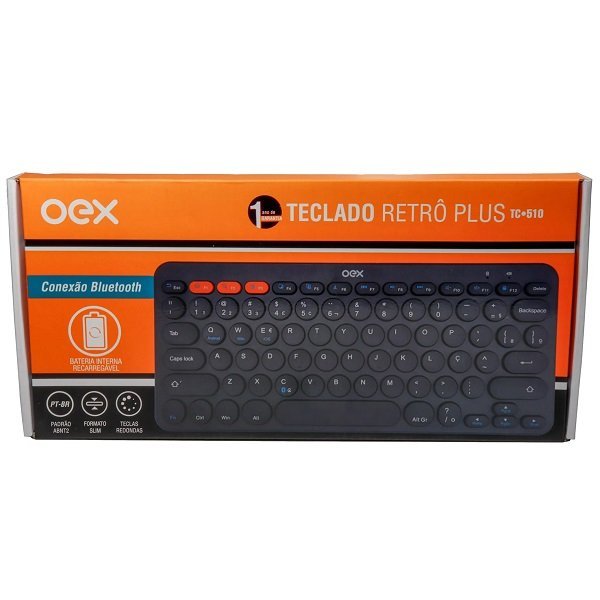 Teclado sem Fio Retro Plus Preto Oex Tc510 - 1