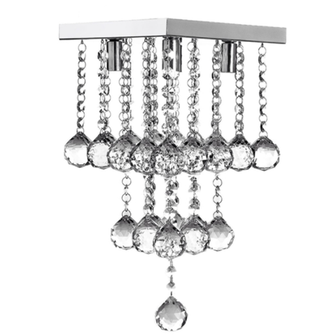 Lustre De Cristal para Sala de Jantar/Hall,Com 30Cm de Altura, Base de Inox Polido 20x20CM,Cristais 