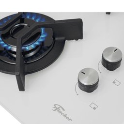 Fogão Cooktop 4q Tripla Chama Infinity Gás Mesa Vidro Branco Bivolt Fischer - 3