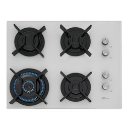 Fogão Cooktop 4q Tripla Chama Infinity Gás Mesa Vidro Branco Bivolt Fischer - 1