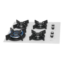 Fogão Cooktop 4q Tripla Chama Infinity Gás Mesa Vidro Branco Bivolt Fischer - 2