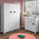 Ver mais imagens de Kit Cômoda Infantil e Guarda Roupa Branco Brilho Sevilha - ÉdeCasaMóveis                                                                       