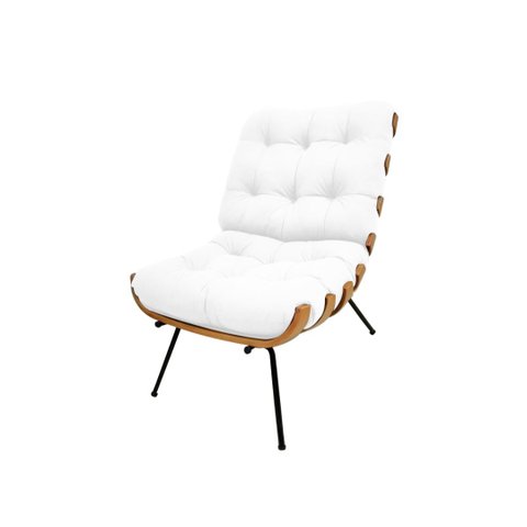 Poltrona Costela Suede Branco
