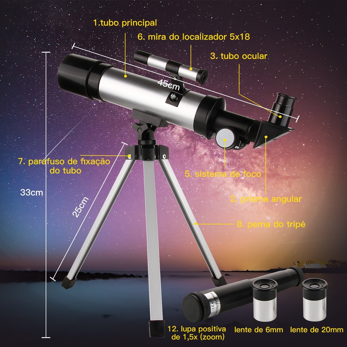 Telescópio Luneta Lunar Cor Prata - 2