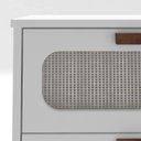 Ver imagem 5 de Mesa de Cabeceira com Gaveta Branco Cama Quarto Casal Estilo Retrô Pes Puxadores Madeira Maciça 45cm