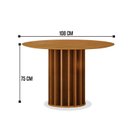 Ver imagem 3 de Conjunto Sala de Jantar Redonda MDF com 4 Cadeiras Flora Marrom Cinamomo/Palha