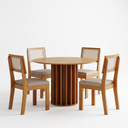 Ver imagem 2 de Conjunto Sala de Jantar Redonda MDF com 4 Cadeiras Flora Marrom Cinamomo/Palha