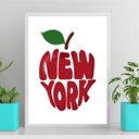 Ver imagem 2 de Quadro New York - Maçã 33x24cm - com Vidro:moldura Preta