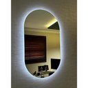 Ver imagem 2 de Espelho Brillare Orgânico Oval Grande com Led 80x50cm Lapidado À Pilha ou Fonte Branco Frio Pilha