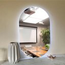 Ver imagem 3 de Espelho Brillare Orgânico Oval Grande com Led 80x50cm Lapidado À Pilha ou Fonte Branco Frio Pilha