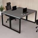Ver imagem 1 de Plataforma de Trabalho 1,20 m X 1,20 m 2 Lugares Pés Metal 100% MDF F5 Office Cor:Cinza Sagrado com