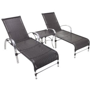 2 Espreguiçadeiras Garden e Mesa em Alumínio para Piscina - Tabaco