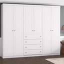 Ver imagem 1 de Guarda-Roupa Casal 6 Portas 4 Gavetas Americano Branco Henn