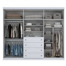 Guarda-Roupa Casal 6 Portas 4 Gavetas Americano Branco Henn - 3
