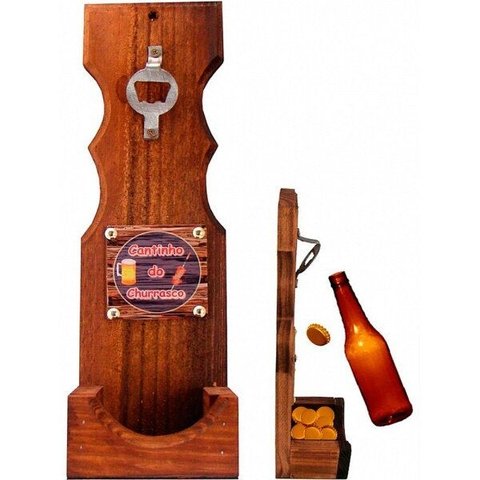Abridor de Garrafas com Suporte Rústico Decor - Cantinho do Churrasco