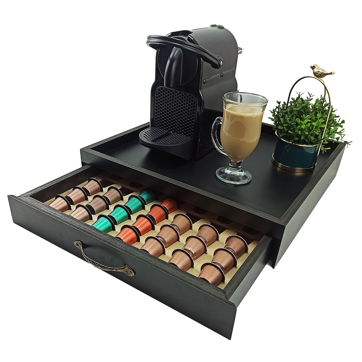 Porta cápsulas de café Nespresso Com Bandeja e Gaveta PR63 | MadeiraMadeira