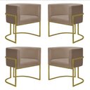 Ver imagem 1 de Kit 4 Poltronas Reforçadas Decorativa Sala Nayara Base Ferro Dourado Suede Capuccino