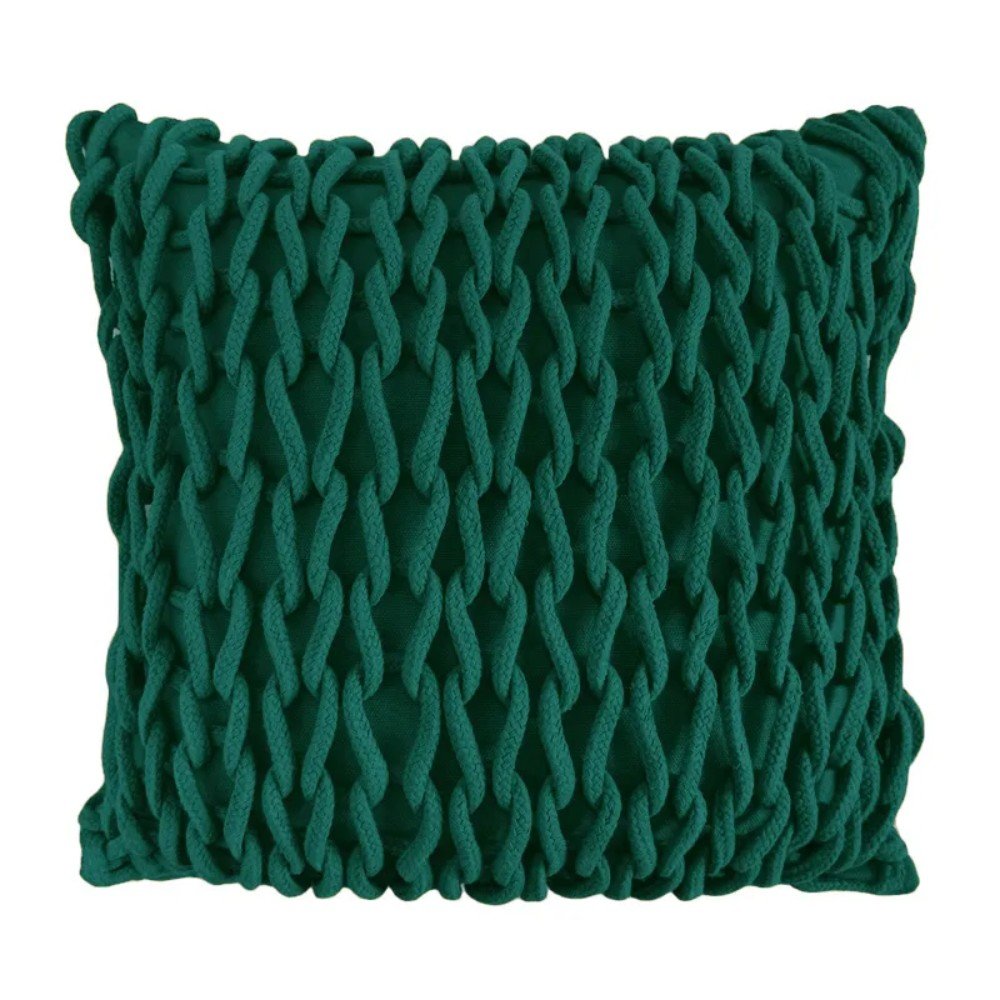 Capa Almofada Ponto Croche Verde 50x50 Boholar