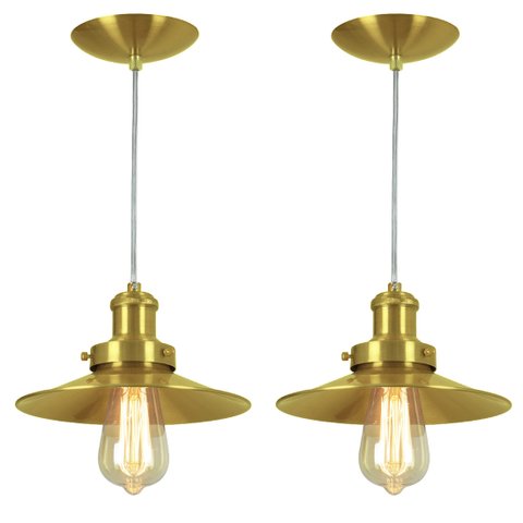 Kit 2 Pendentes Nordic Industrial 22 Cm Dourado Gold