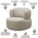 Ver imagem 4 de Poltrona Giratória Orgânica para Sala Living Oceane L06 Couro Cinza Claro - Lyam Decor