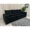 Ver imagem 3 de Sofá Retrátil e Reclinável 2,70m em Tecido Veludão C/pillow Nos Braços Athenas:preto/270cm