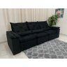 Sofá Retrátil e Reclinável 2,70m em Tecido Veludão C/pillow Nos Braços Athenas:preto/270cm - 3
