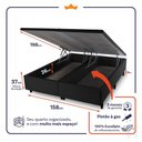 Ver imagem 4 de Conjunto Box Baú Queen Montreal Preto 158x198x71 c/ Molas Ensacadas