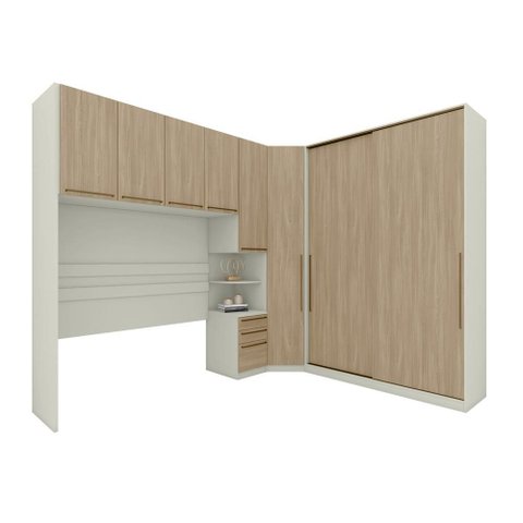 Quarto Casal 8 Portas 6 Gavetas Canto Areia/jequitibá