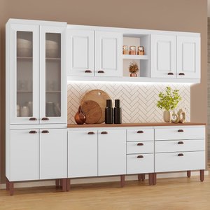 Cozinha Completa Modulada Jessica Tuboarte 100% MDF Premium com 2 Balcões Independentes 10 Portas e 