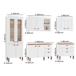 Cozinha Completa Modulada Jessica Tuboarte 100% MDF Premium com 2 Balcões Independentes 10 Portas e  - 4