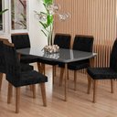 Ver imagem 1 de Mesa de Jantar Jade 6 Lugares Tampo de 1,70 em Mdf com Vidro Grafite e Pés em Madeira Maciça