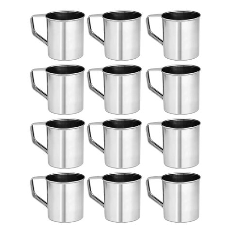 Kit 12 Canecas Inox300ml Resistente Escola Creche Água Café