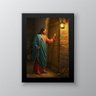 Quadro Decorativo Jesus Batendo a Porta 24x18cm:Madeira branca - 2