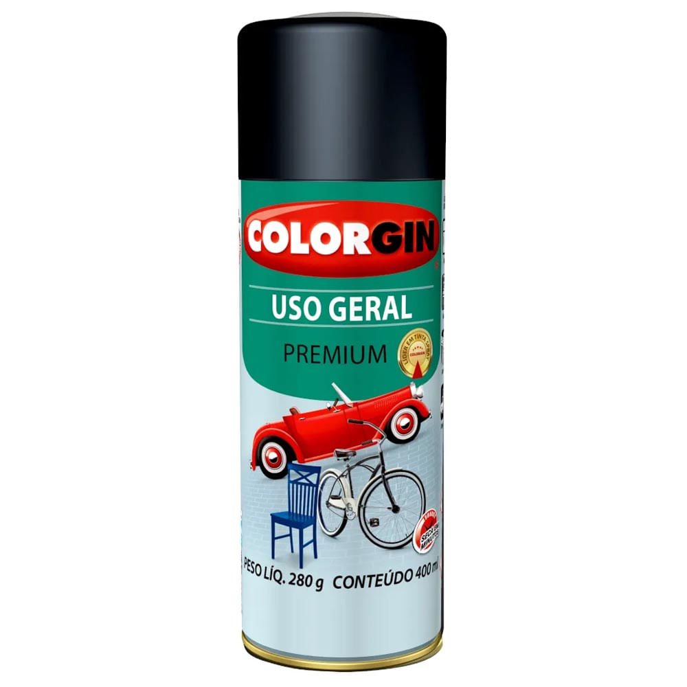 Tinta Spray Colorgin Uso Geral 400ml Cinza Placa - 1