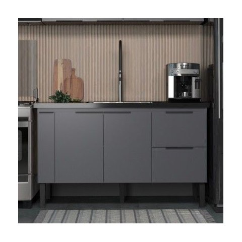 Gabinete de Cozinha Mdp 1,44 M – Elegância Moderna e Versatilidade:cinza Fosco