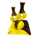 Ver imagem 1 de Jogo de Vasos Par Furados e Centro de Mesa de Sala Decor - Amarelo